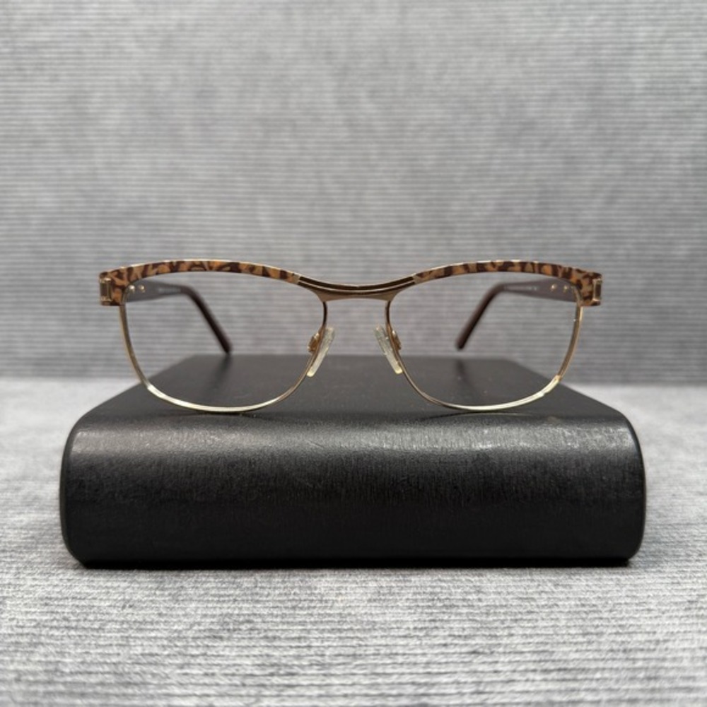 Cazal Mod 4237 Titanium Y2K Eyeglasses Gold Leopard Brown Frames Germany 53-16